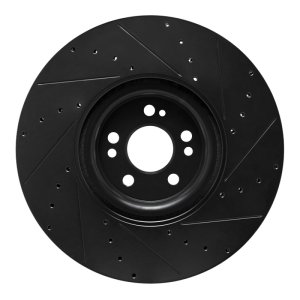 Mercedes-Benz GLE450e Brake Rotor (1) - Front Left - R1 Concepts - Drilled & Slotted - Black - `20-`26 Mercedes-Benz GLE450e Brake Rotor (1) - Front Left - R1 Concepts - Drilled & Slotted - Black - `20-`26